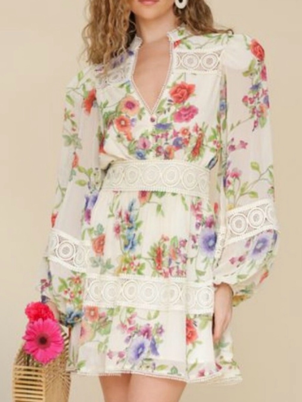New Avec Les Files Size 6 Floral Lace-Trim